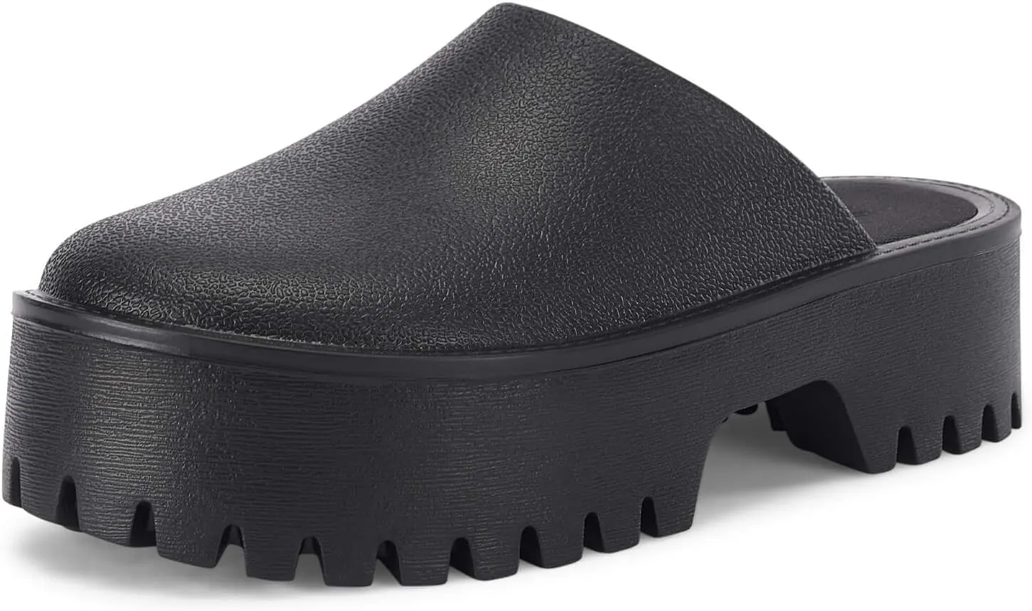 Coutgo Women's Platform Mules Slip On Thick Sole Slippers Closed Toe Cute Comfort Shoes