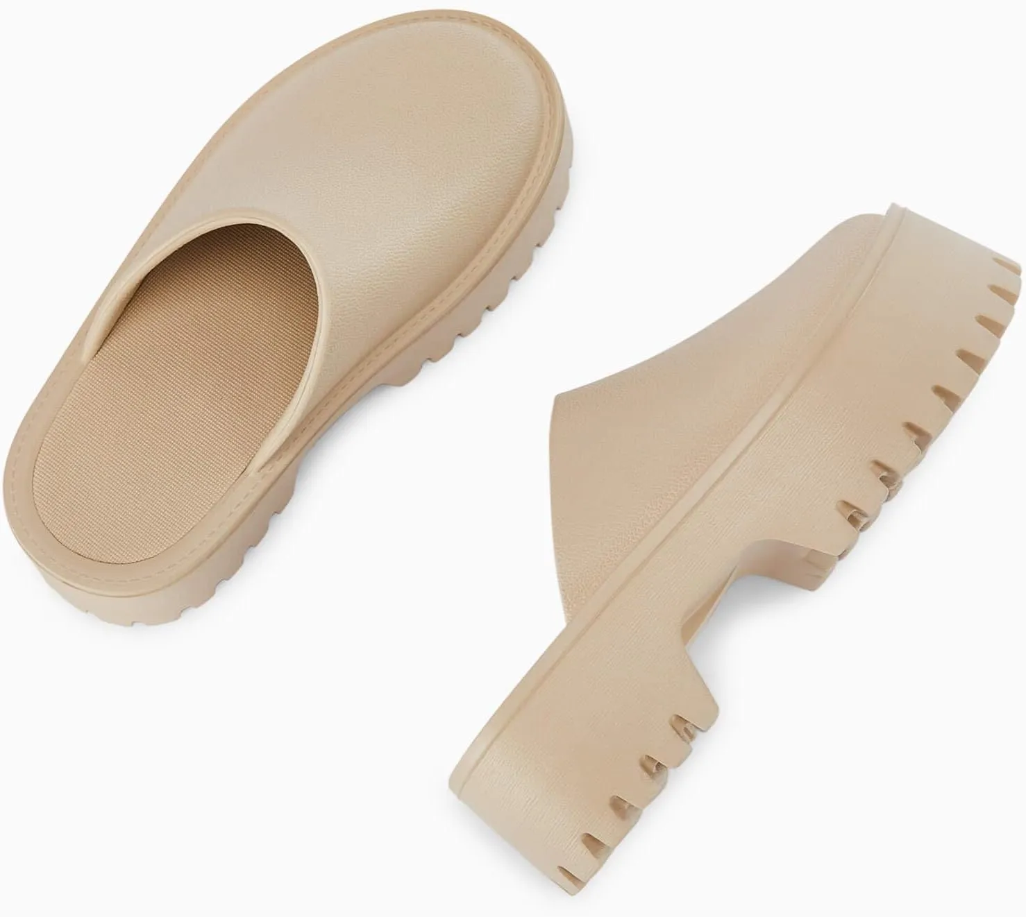 Coutgo Women's Platform Mules Slip On Thick Sole Slippers Closed Toe Cute Comfort Shoes