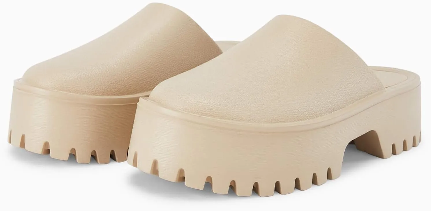 Coutgo Women's Platform Mules Slip On Thick Sole Slippers Closed Toe Cute Comfort Shoes