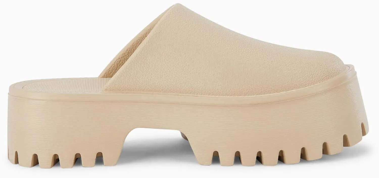 Coutgo Women's Platform Mules Slip On Thick Sole Slippers Closed Toe Cute Comfort Shoes