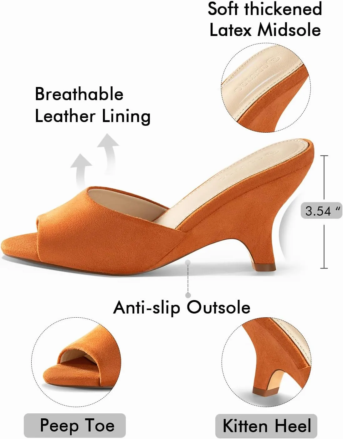 Coutgo Womens Wedge Heels Sandals Pointed Open Toe Slide Sandals Slip On Backless Summer Dress Shoes