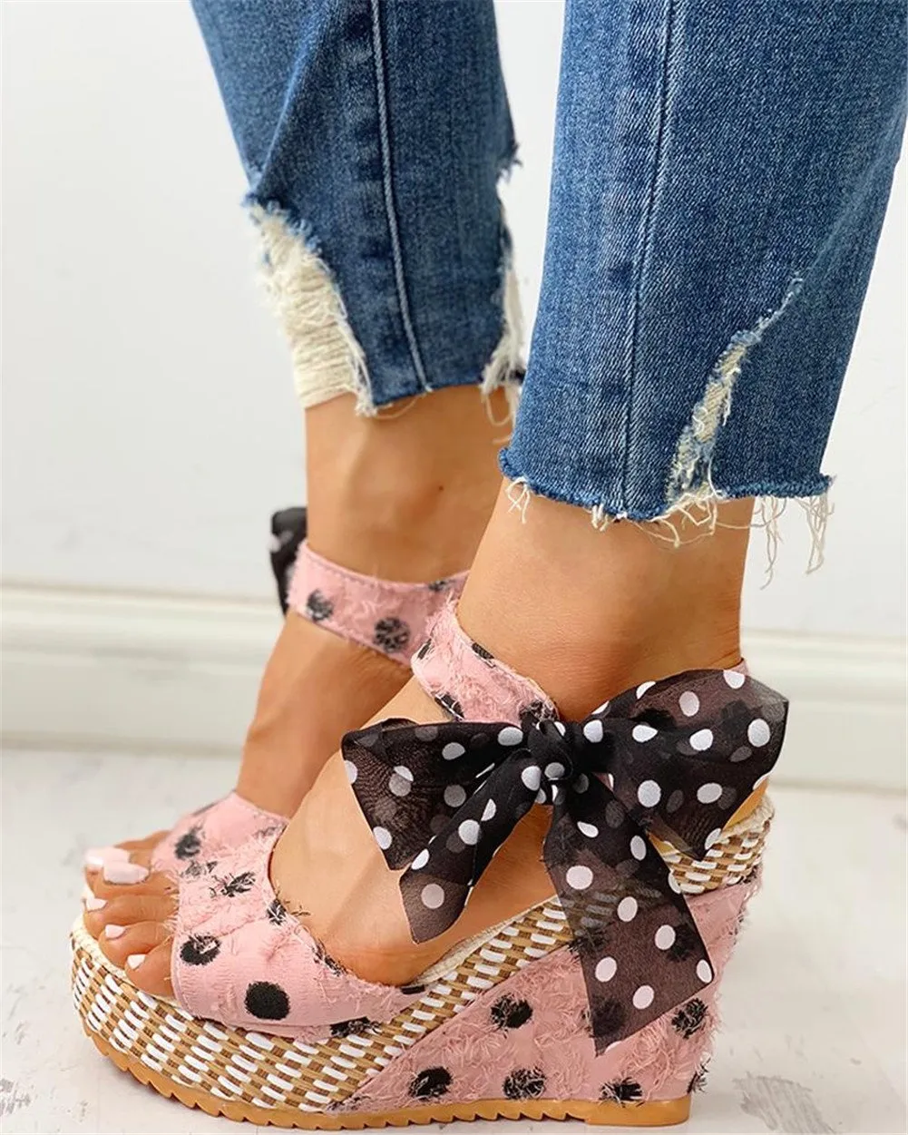 Creamtopmall Sweet Polka Dot Leisure Wedges Sandals