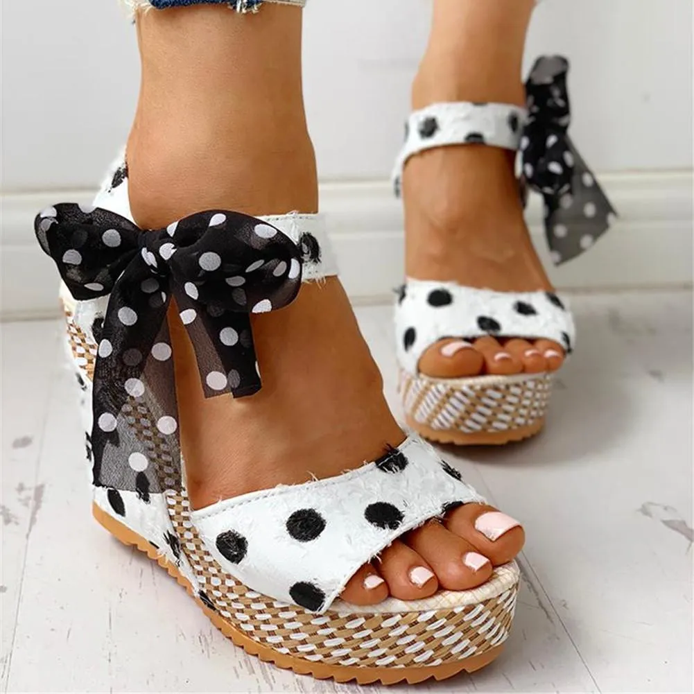 Creamtopmall Sweet Polka Dot Leisure Wedges Sandals