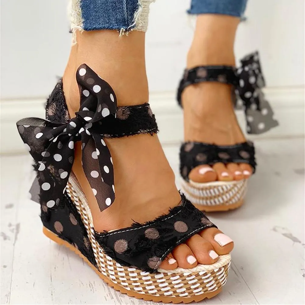 Creamtopmall Sweet Polka Dot Leisure Wedges Sandals