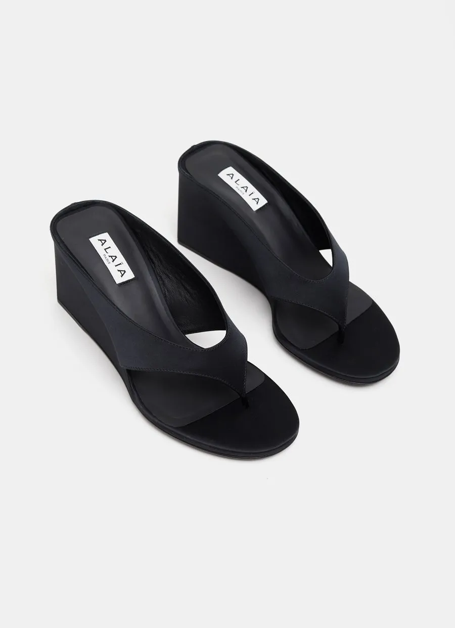 Cube Thong Mules in Satin