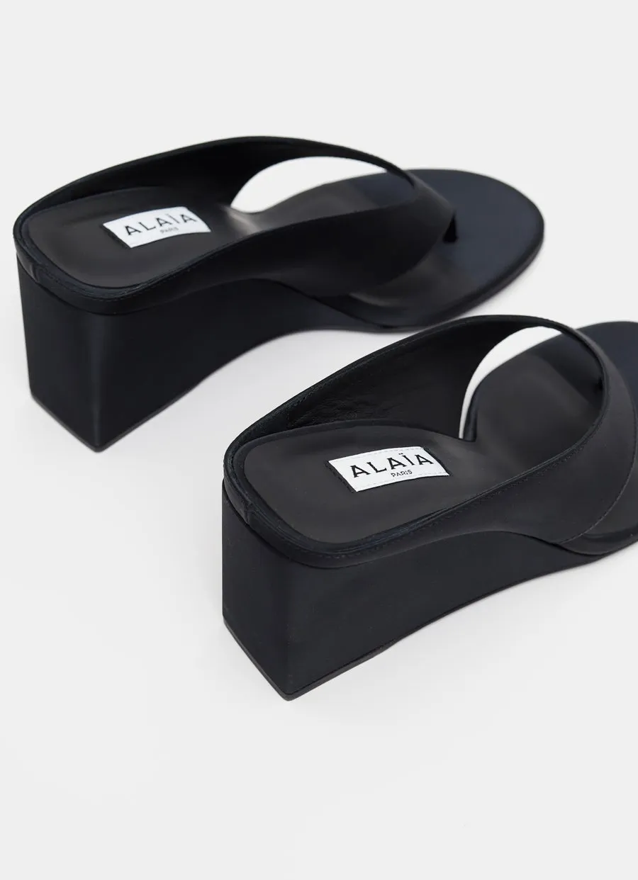 Cube Thong Mules in Satin