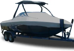 Custom Fitted 7oz 100% Polyester Boat Cover Compatible for a 2002-2007 Sea Ray 220 Bow Rider in Solution Dyed Canvas. Made on Demand