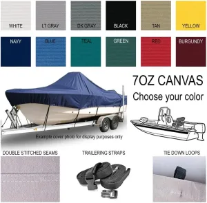 Custom Fitted 7oz 100% Polyester Boat Cover Compatible for a 2015-2024 Sea Born Fx 21 Bay in Solution Dyed Canvas. Made on Demand