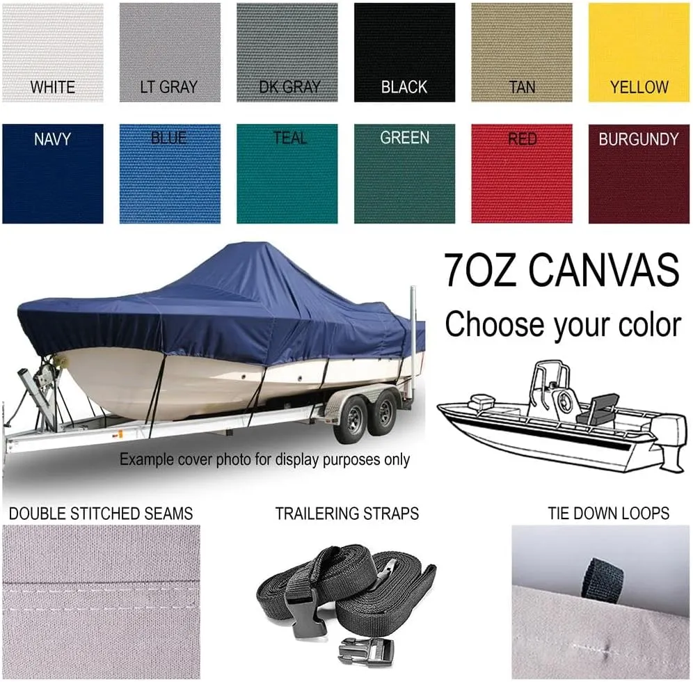 Custom Fitted 7oz 100% Polyester Boat Cover Compatible for a 2015-2024 Sea Born Fx 21 Bay in Solution Dyed Canvas. Made on Demand