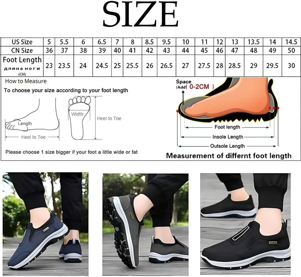 Dallader Men's Comfortable Waterproof Orthopedic Walking Shoes,Outdoor Lightweight Non Slip Hiking Loafers