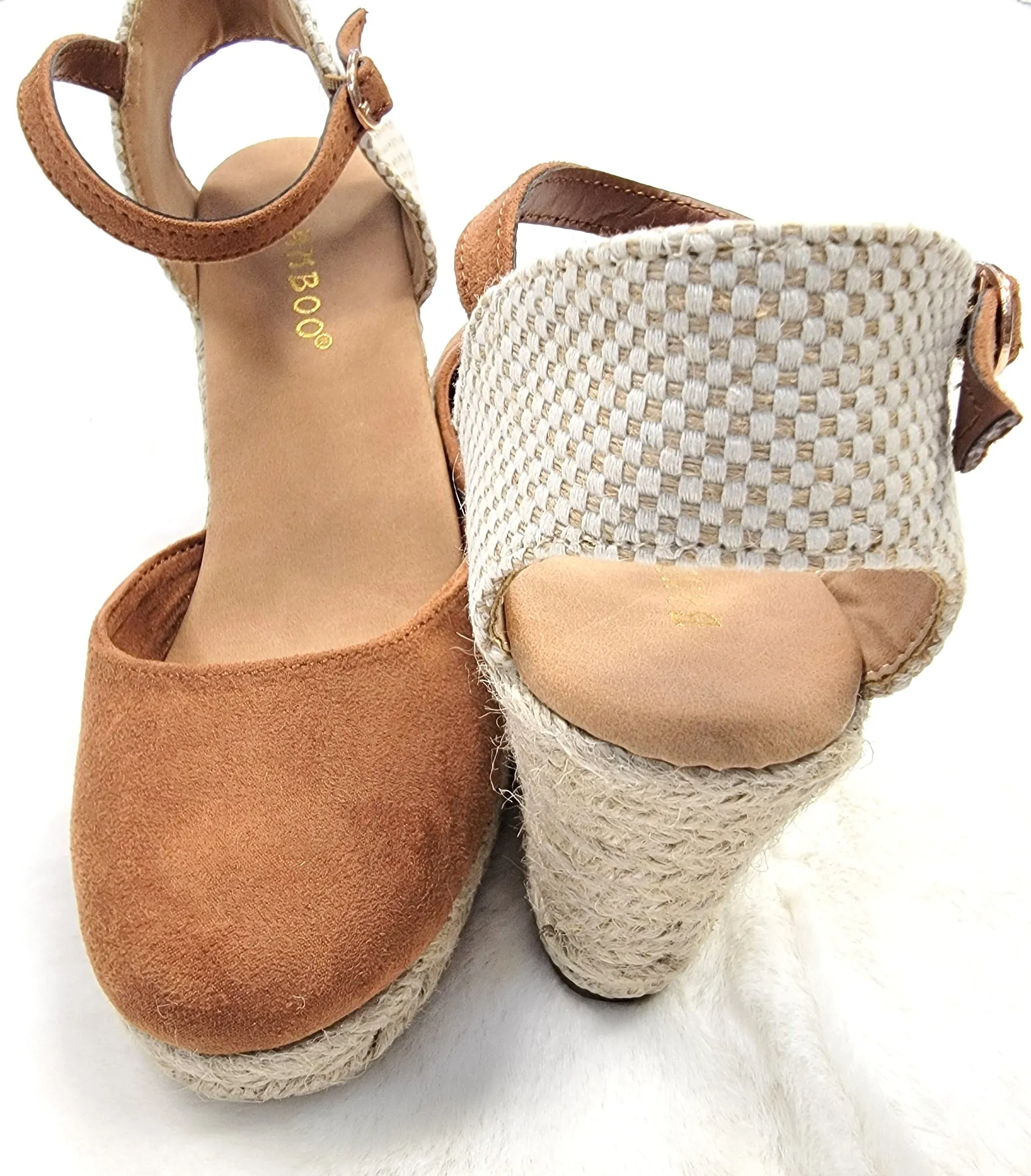 Dark Camel closed toe wedge