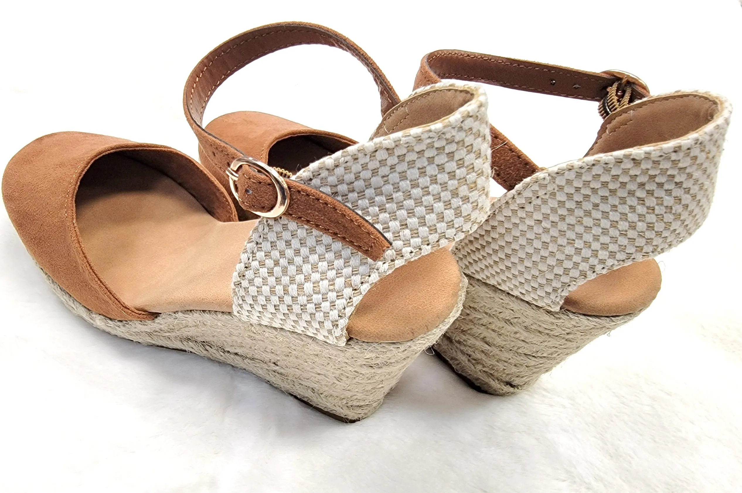 Dark Camel closed toe wedge