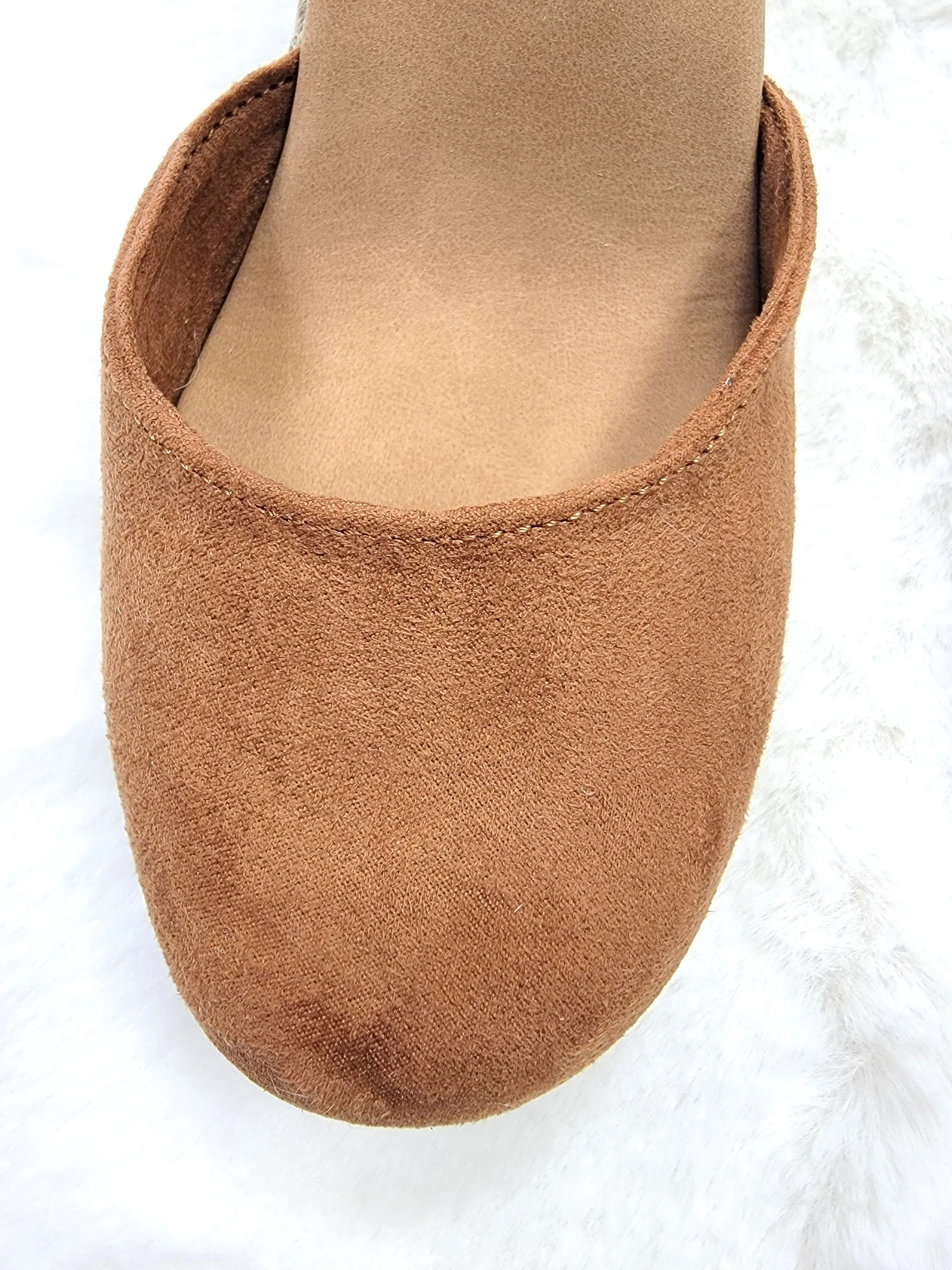 Dark Camel closed toe wedge