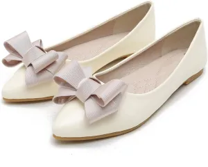 Dear Time Women's Patent Leather Ballet Flat with Bow Comfortable Pointy Slip-on Loafers
