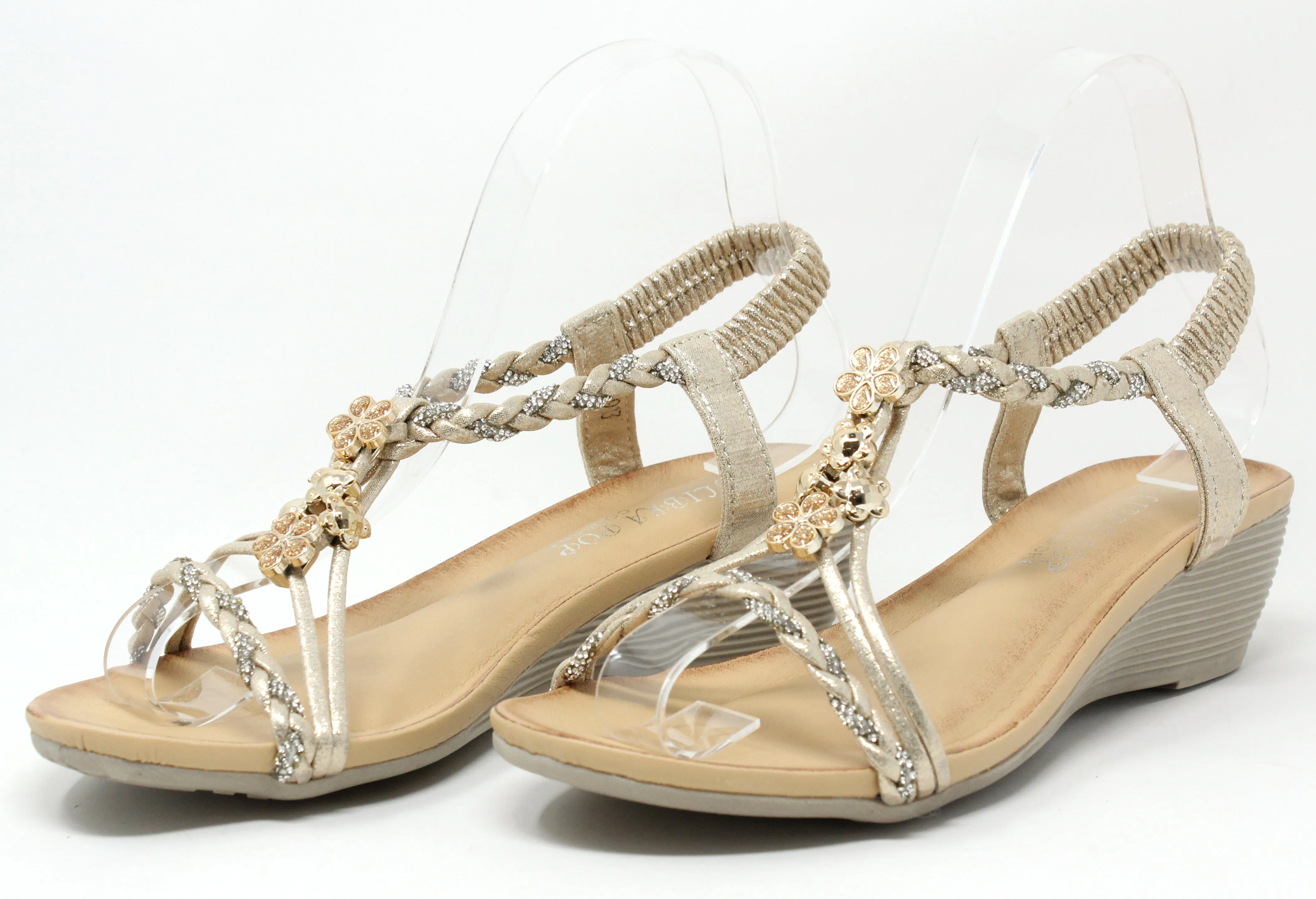 Diamante Braided Wedge