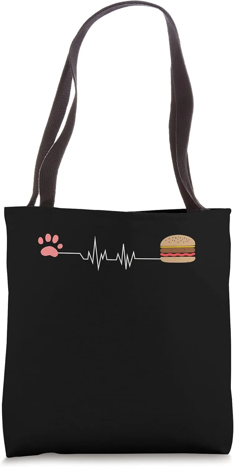 Dog Breed Heartbeat Burger Restaurant Patty Bun Lettuce Dogs Tote Bag