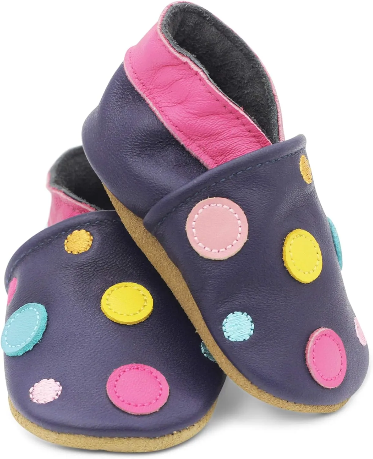 Dotty Fish Girls Infant and Toddler Shoes – Barefoot-Friendly, Non-Slip Suede Sole, Podiatrist Recommended, Breathable Baby-Safe Leather, British Brand – Fits 0–4 Years