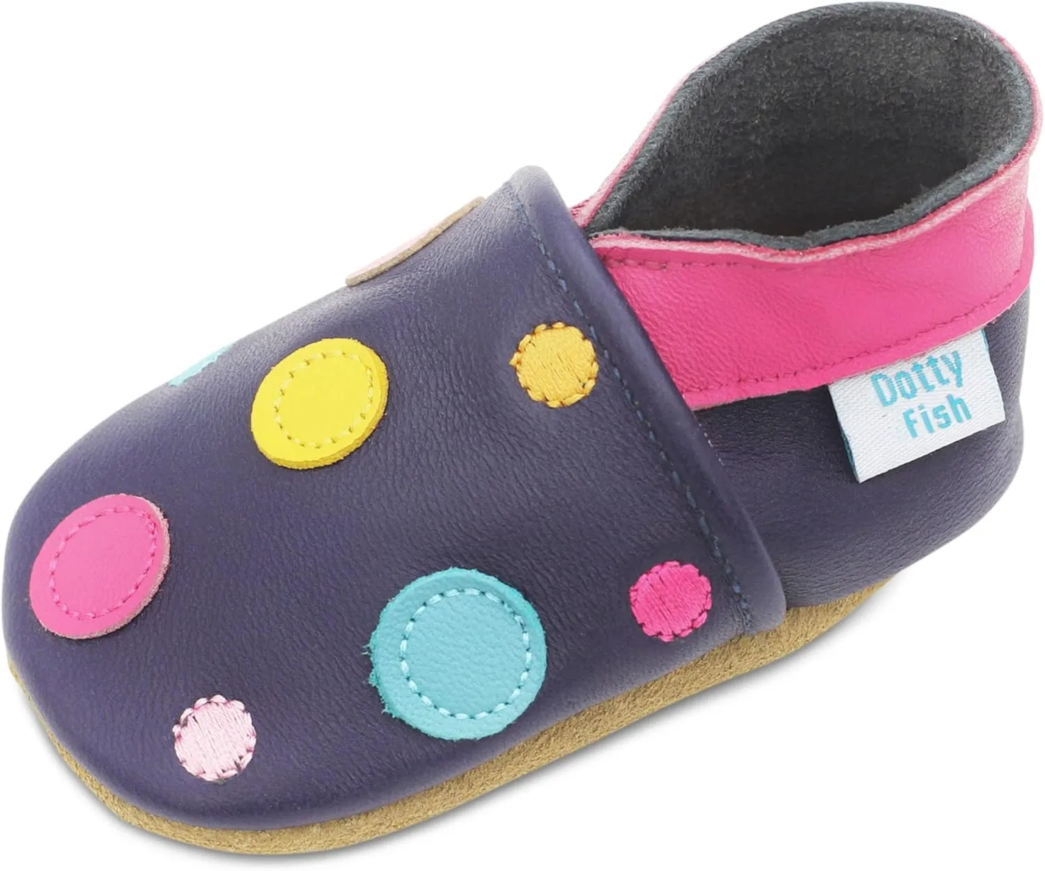 Dotty Fish Girls Infant and Toddler Shoes – Barefoot-Friendly, Non-Slip Suede Sole, Podiatrist Recommended, Breathable Baby-Safe Leather, British Brand – Fits 0–4 Years