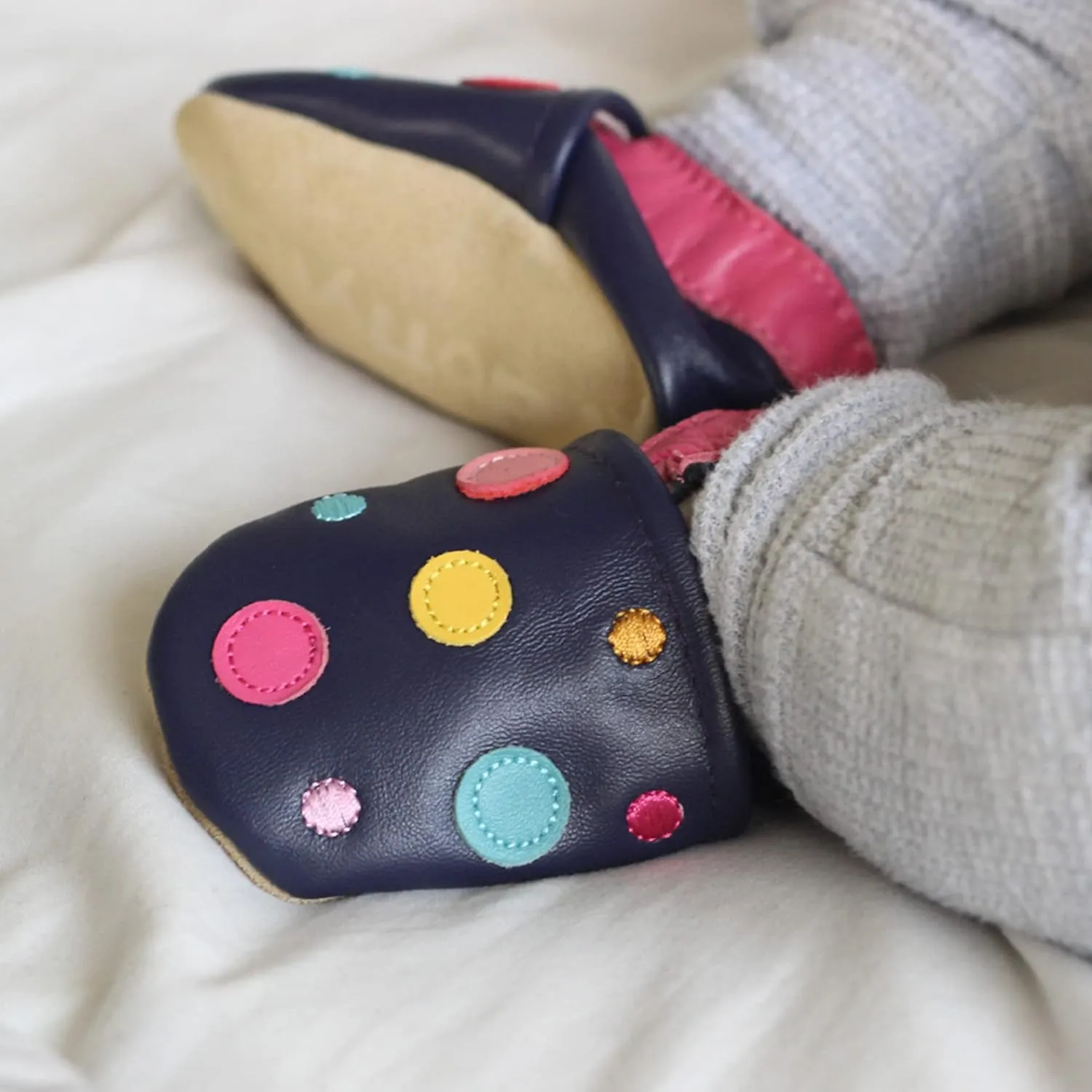 Dotty Fish Girls Infant and Toddler Shoes – Barefoot-Friendly, Non-Slip Suede Sole, Podiatrist Recommended, Breathable Baby-Safe Leather, British Brand – Fits 0–4 Years