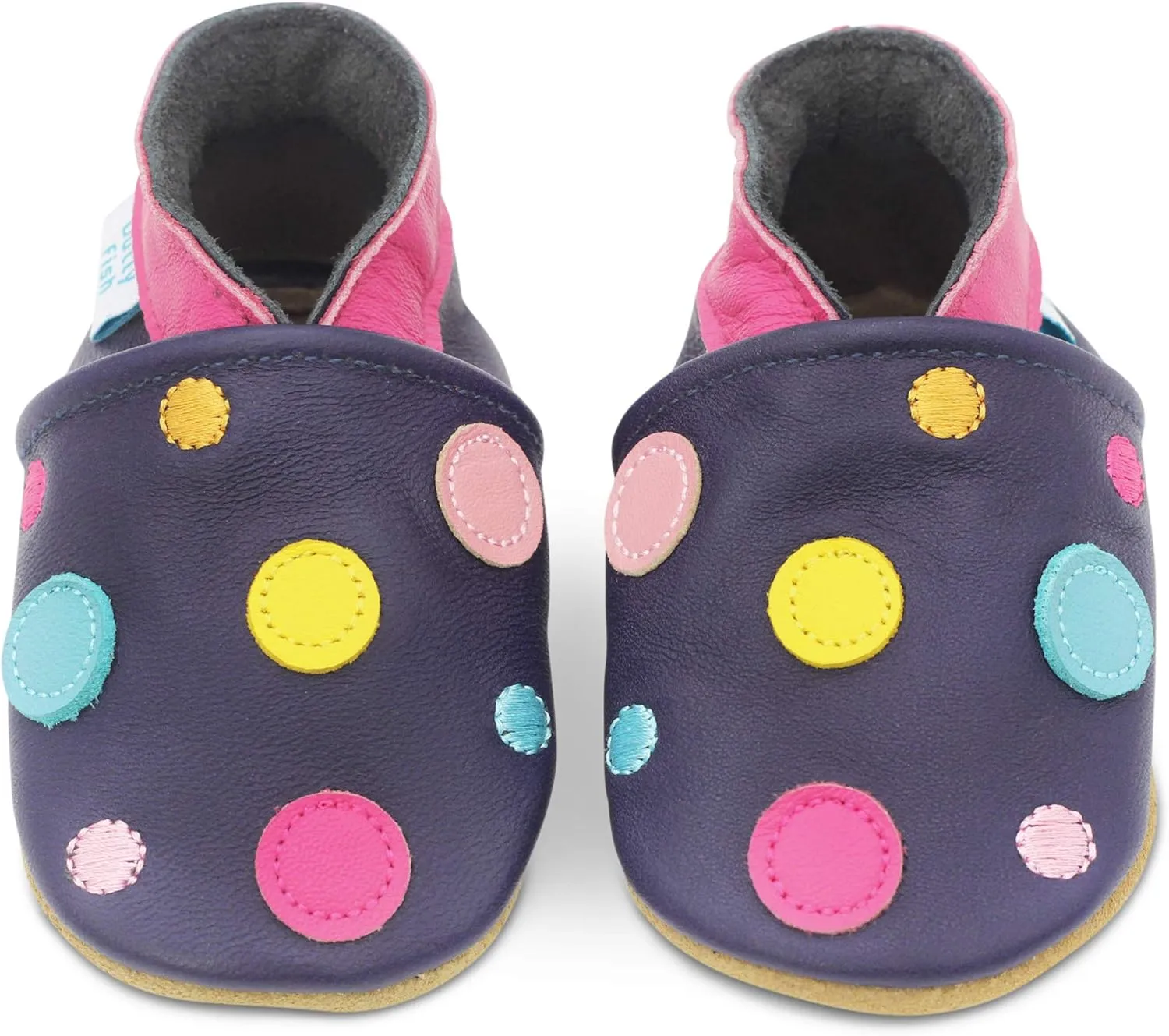 Dotty Fish Girls Infant and Toddler Shoes – Barefoot-Friendly, Non-Slip Suede Sole, Podiatrist Recommended, Breathable Baby-Safe Leather, British Brand – Fits 0–4 Years