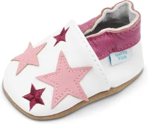 Dotty Fish Girls Infant and Toddler Shoes – Barefoot-Friendly, Non-Slip Suede Sole, Podiatrist Recommended, Breathable Baby-Safe Leather, British Brand – Fits 0–4 Years