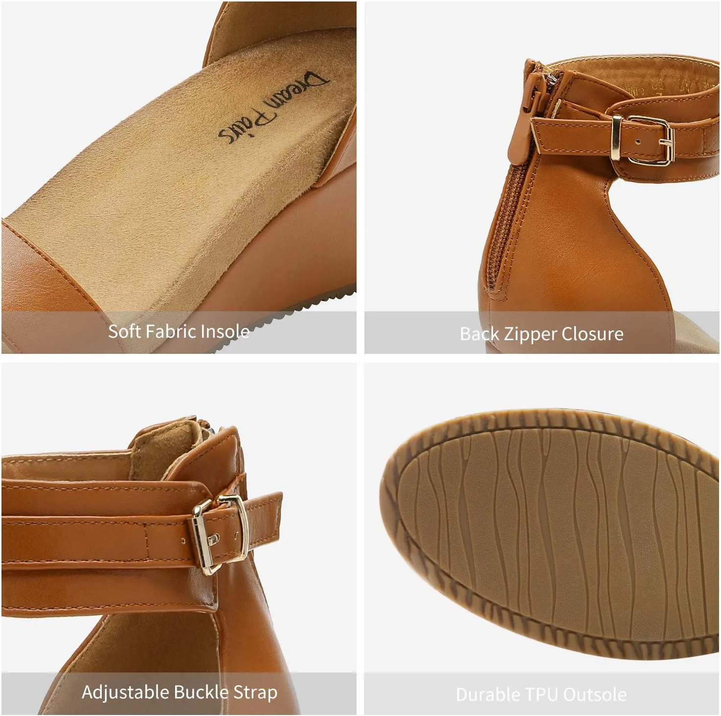 DREAM PAIRS Women's Open Toe Buckle Ankle Strap Platform Wedge Sandals Summer Shoes.