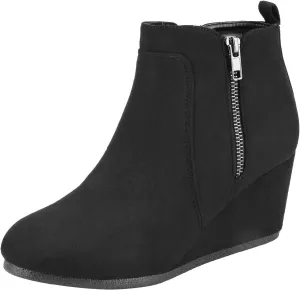 DREAM PAIRS Women's Suede Low Wedges Ankle Boots