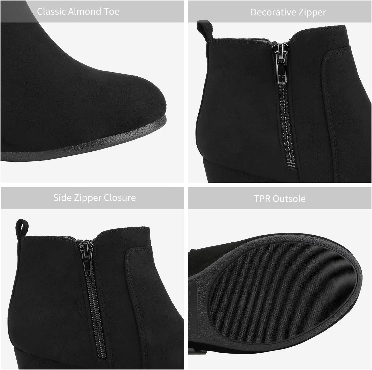 DREAM PAIRS Women's Suede Low Wedges Ankle Boots