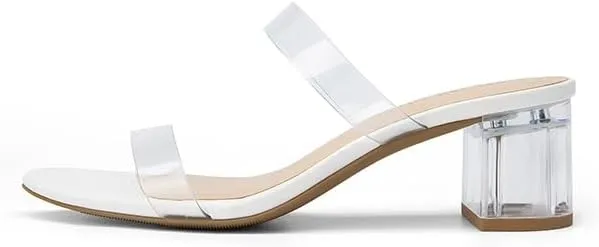 DREAM PAIRS Women's Two Strap Open Toe Low Block Chunky Heels Sandals Dress Pumps Casual Summer Mules Shoes