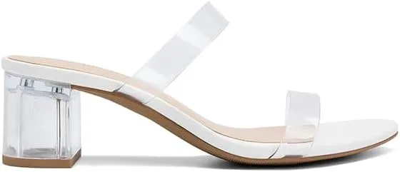 DREAM PAIRS Women's Two Strap Open Toe Low Block Chunky Heels Sandals Dress Pumps Casual Summer Mules Shoes