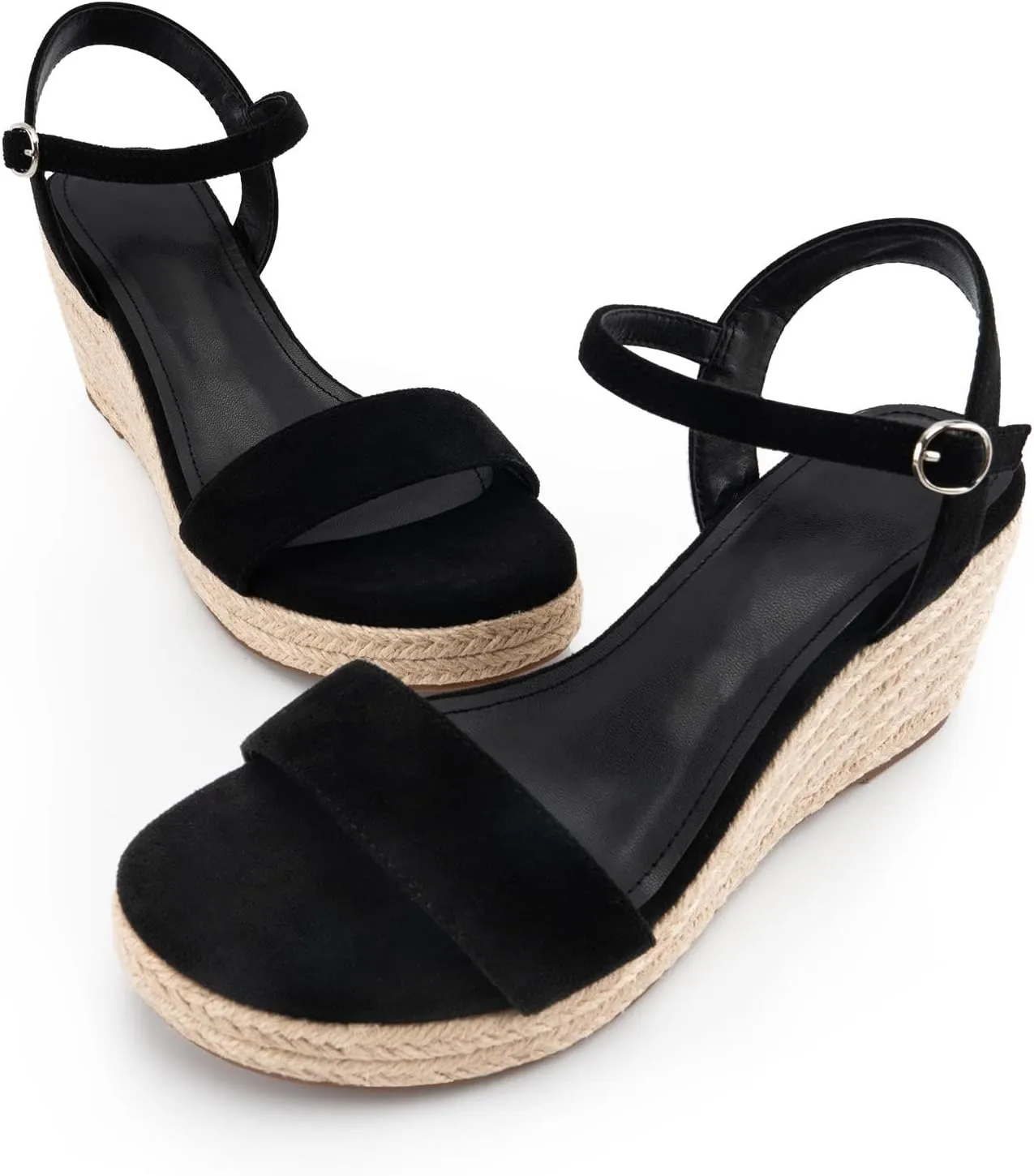 DREAMCIA Espadrilles Wedge Platform Sandals for Women Strappy Ankle Strap Buckle Open Toe Sandals Dressy Shoes Summer