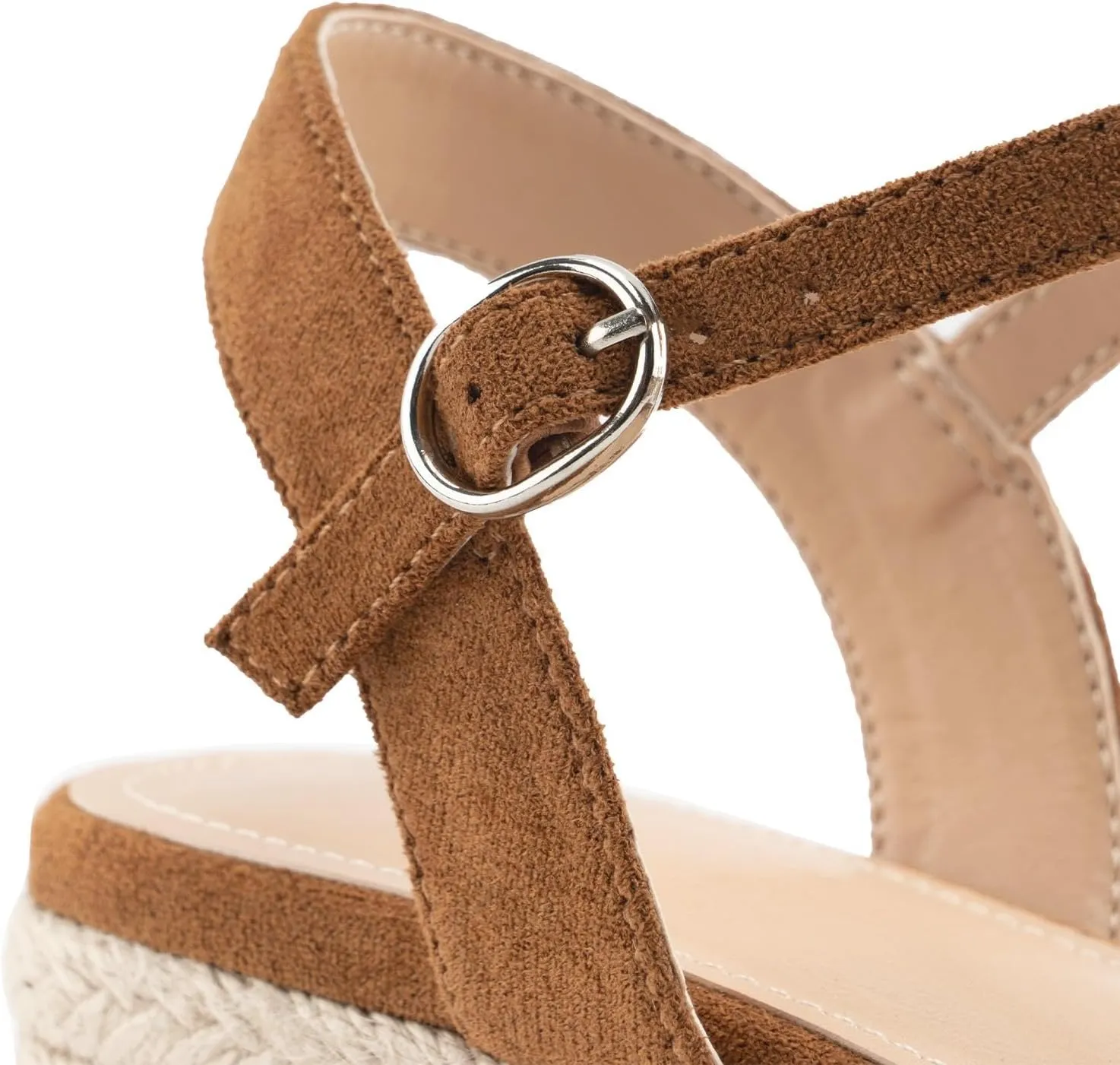 DREAMCIA Espadrilles Wedge Platform Sandals for Women Strappy Ankle Strap Buckle Open Toe Sandals Dressy Shoes Summer
