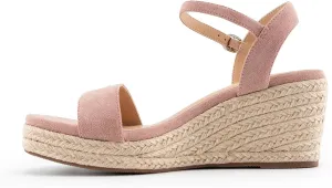 DREAMCIA Espadrilles Wedge Platform Sandals for Women Strappy Ankle Strap Buckle Open Toe Sandals Dressy Shoes Summer