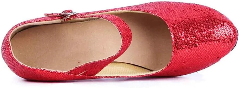Dress Sandals for Women Dressy Low Heel Practice Ballroom Dancing Shoes Closed Toe Salsa Tango Pump Shoes