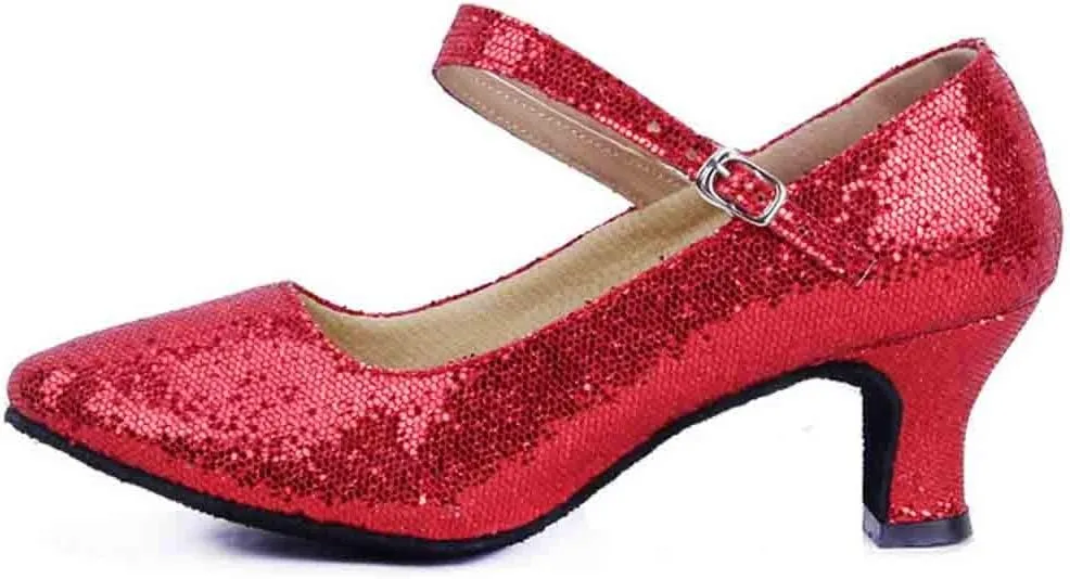 Dress Sandals for Women Dressy Low Heel Practice Ballroom Dancing Shoes Closed Toe Salsa Tango Pump Shoes