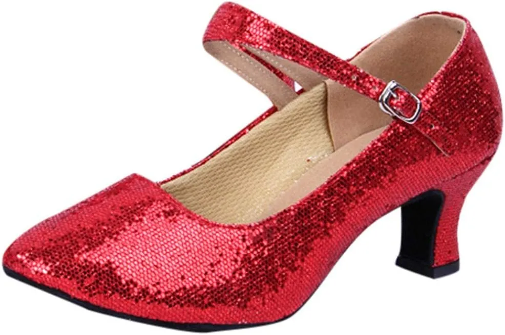 Dress Sandals for Women Dressy Low Heel Practice Ballroom Dancing Shoes Closed Toe Salsa Tango Pump Shoes