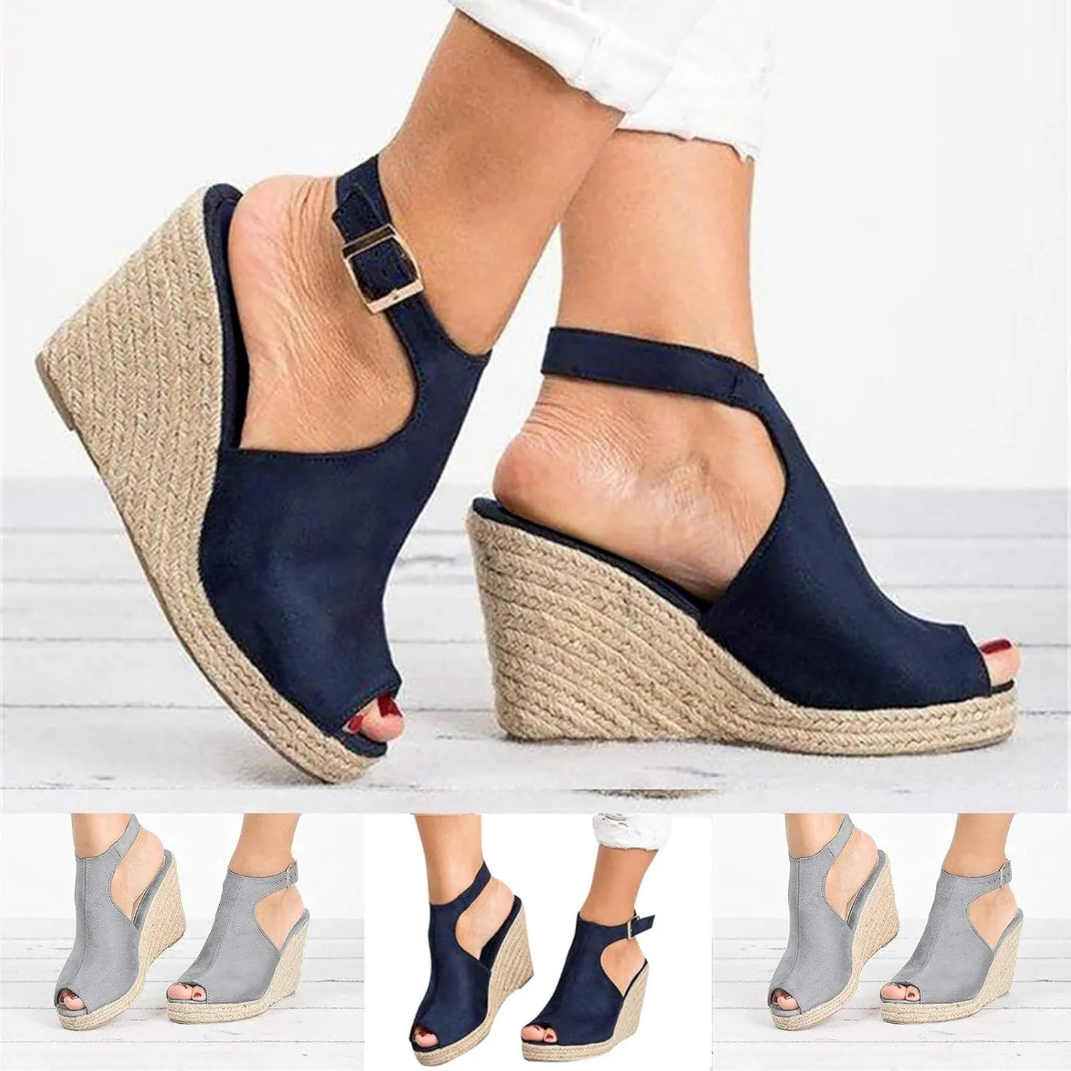 Eduavar Womens Wedge Sandals, Orthopedic Sandals for Women High Wedge Platform Open Toe Sandals with Ankle Strap
