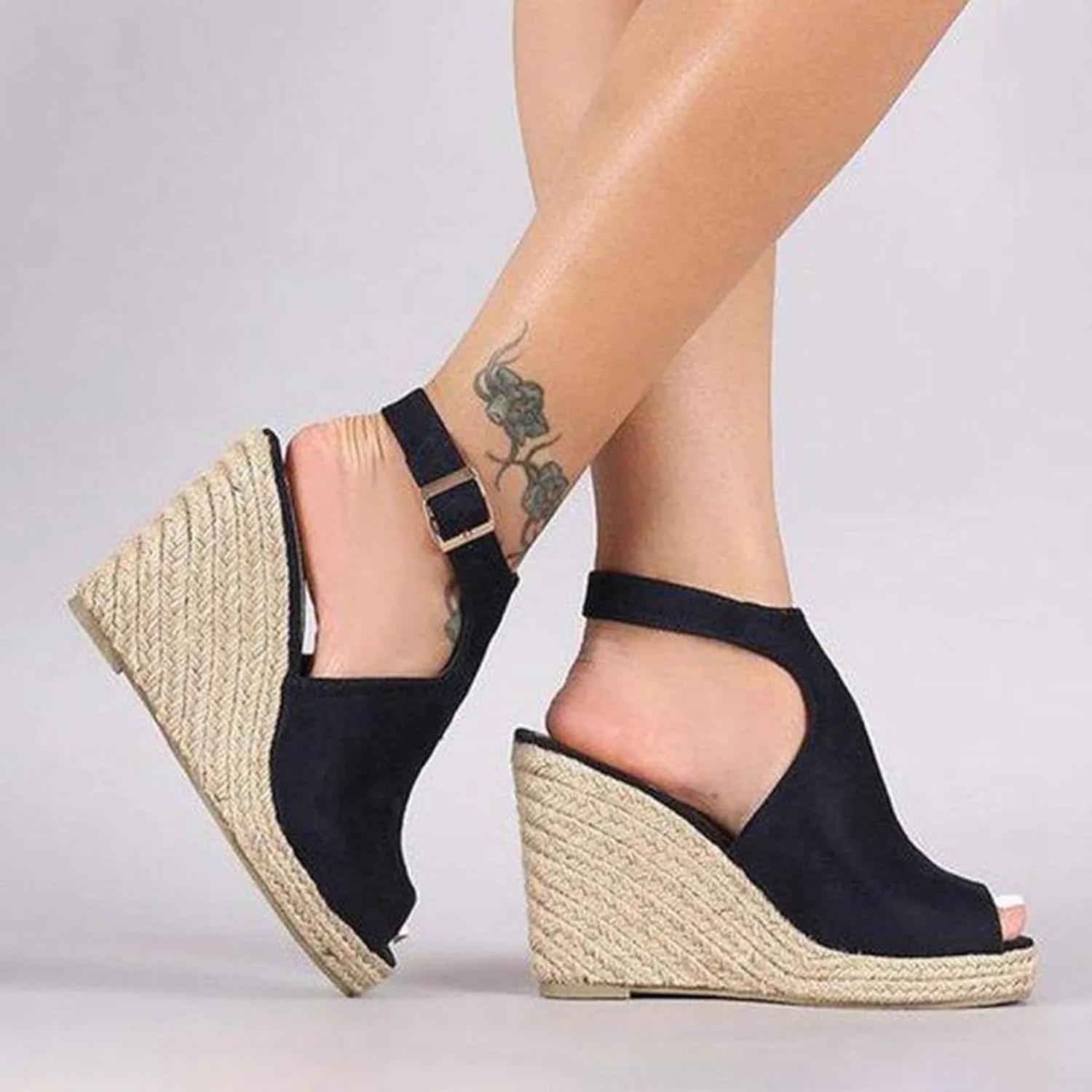Eduavar Womens Wedge Sandals, Orthopedic Sandals for Women High Wedge Platform Open Toe Sandals with Ankle Strap