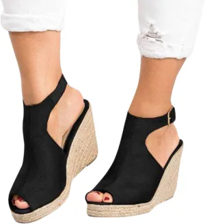 Eduavar Womens Wedge Sandals, Orthopedic Sandals for Women High Wedge Platform Open Toe Sandals with Ankle Strap