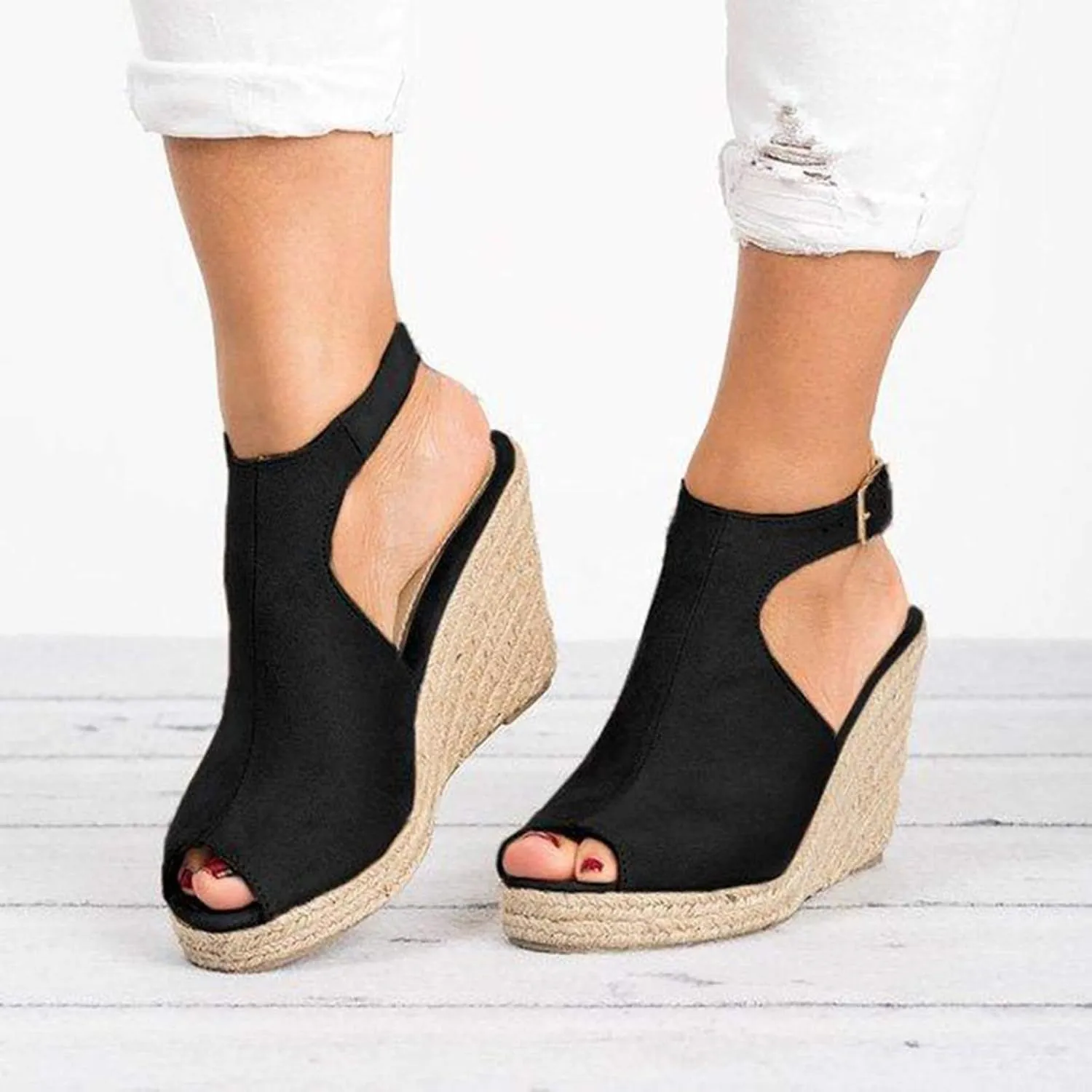 Eduavar Womens Wedge Sandals, Orthopedic Sandals for Women High Wedge Platform Open Toe Sandals with Ankle Strap