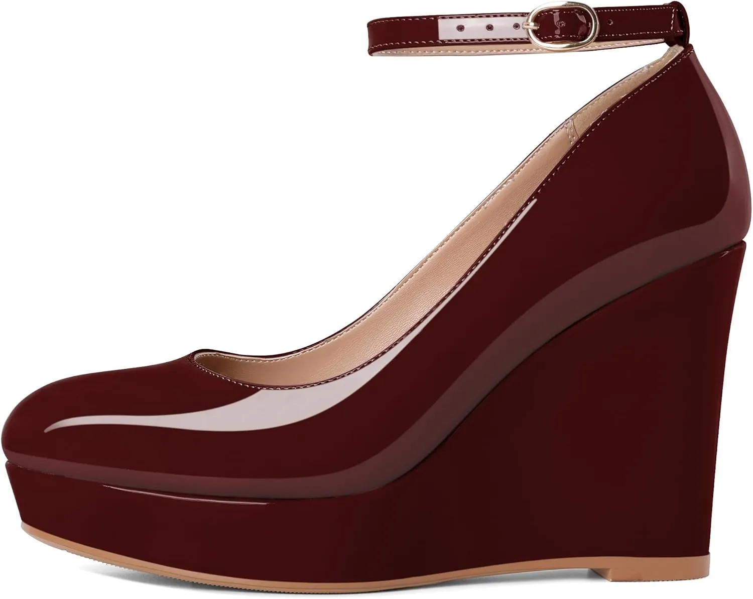 Eldof Wedges for Women Closed Toe Ankle Strap Platform High Heel Wedges Pumps 4 Inches