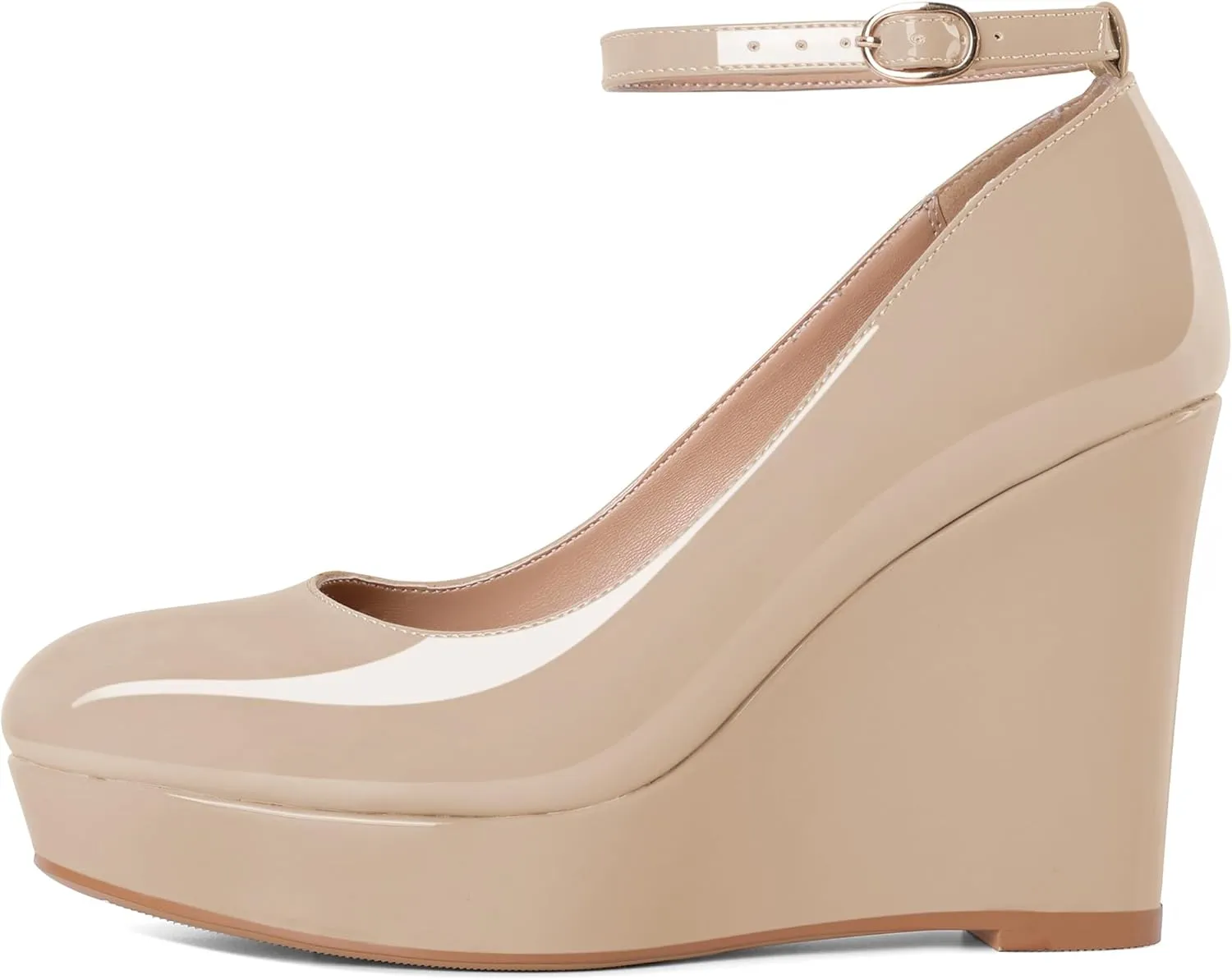 Eldof Wedges for Women Closed Toe Ankle Strap Platform High Heel Wedges Pumps 4 Inches