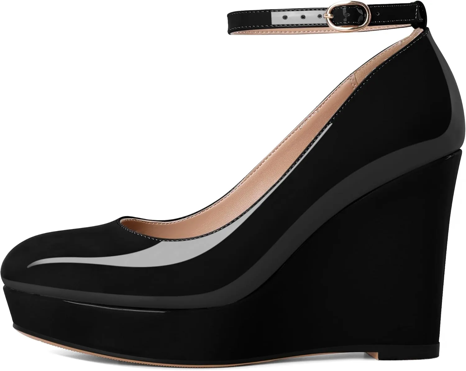 Eldof Wedges for Women Closed Toe Ankle Strap Platform High Heel Wedges Pumps 4 Inches