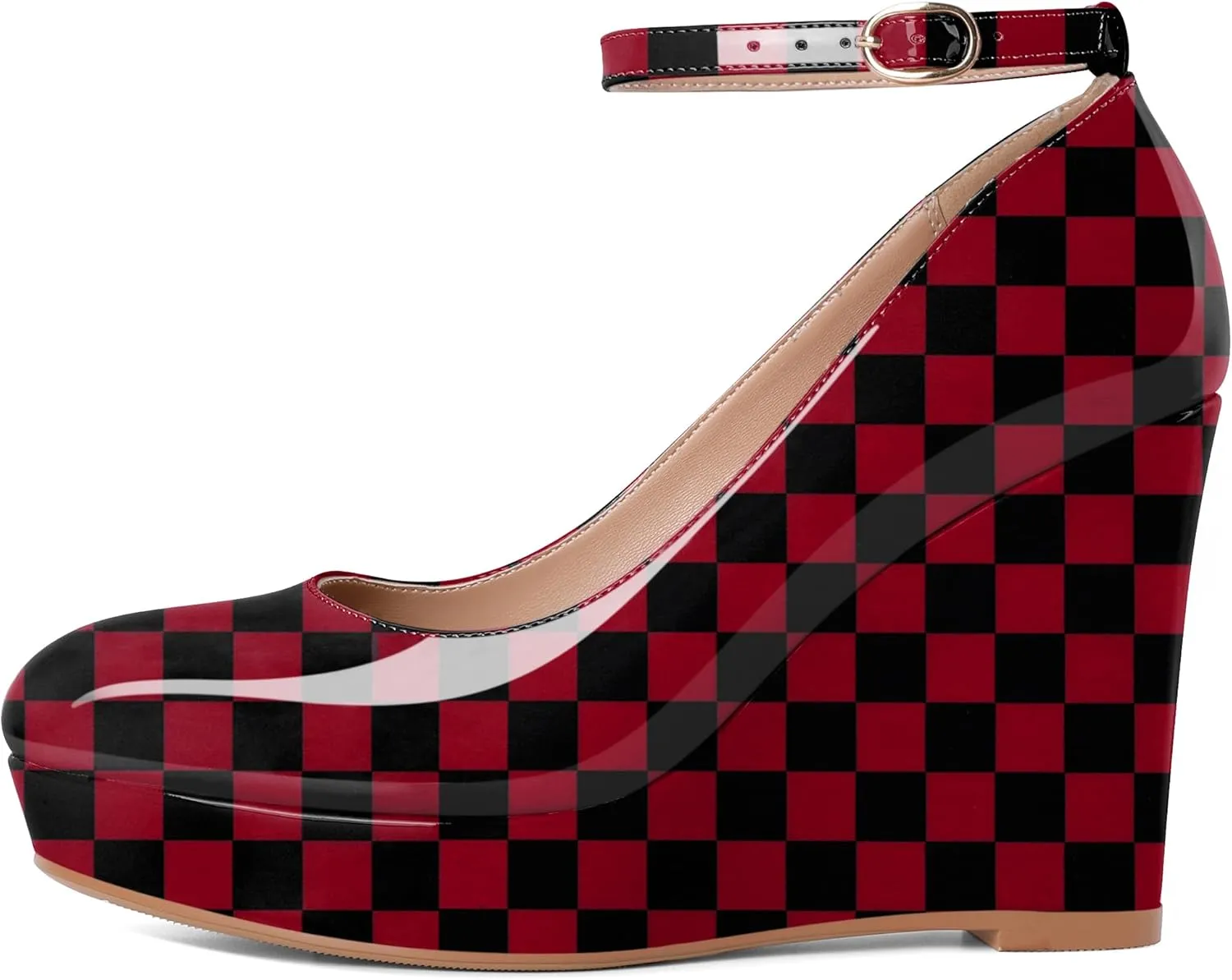 Eldof Wedges for Women Closed Toe Ankle Strap Platform High Heel Wedges Pumps 4 Inches