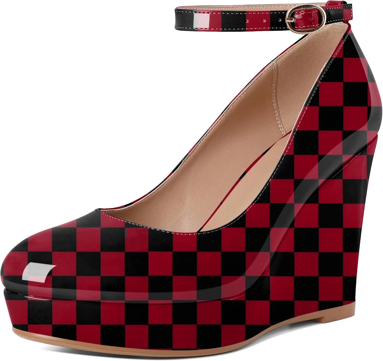 Eldof Wedges for Women Closed Toe Ankle Strap Platform High Heel Wedges Pumps 4 Inches
