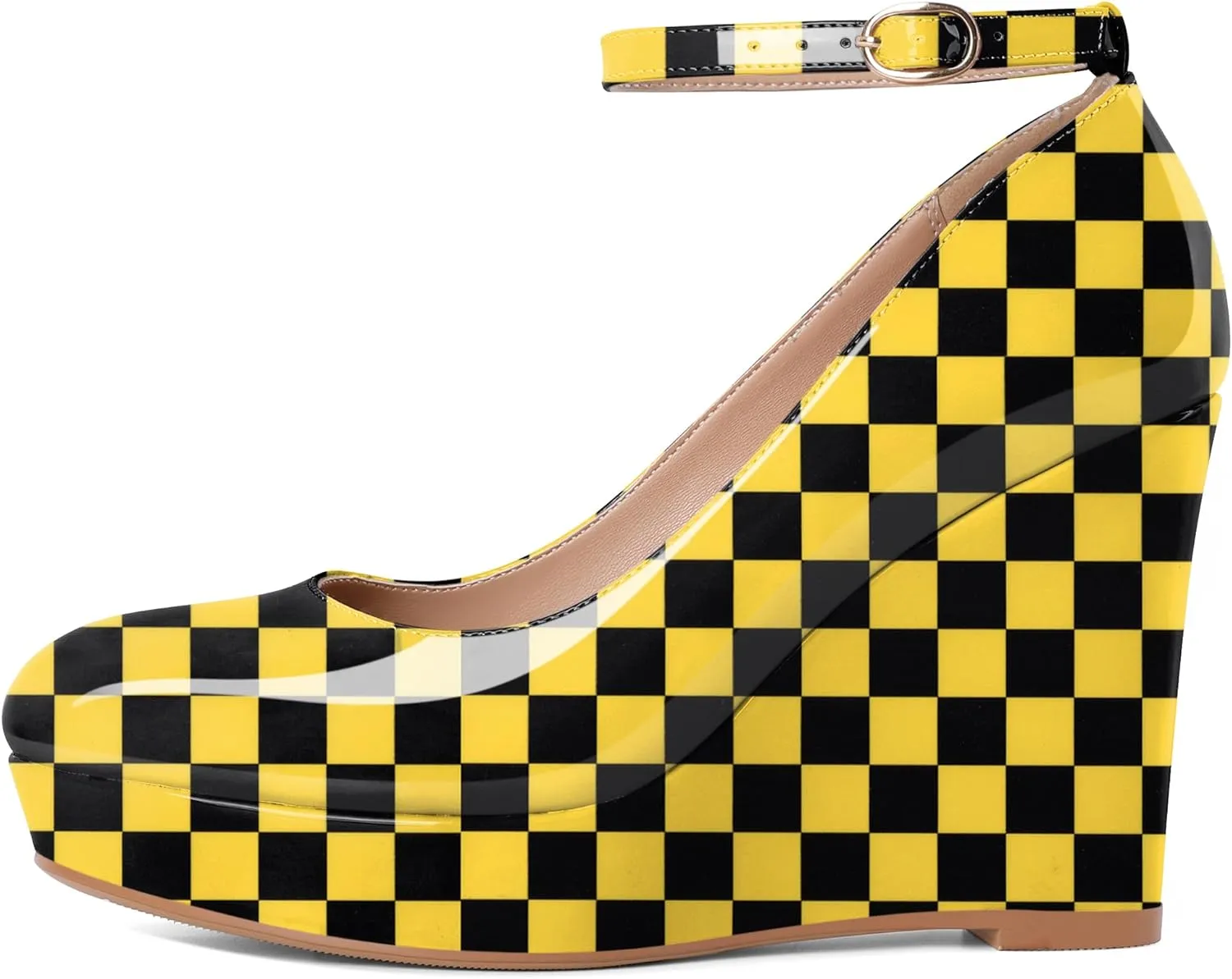 Eldof Wedges for Women Closed Toe Ankle Strap Platform High Heel Wedges Pumps 4 Inches