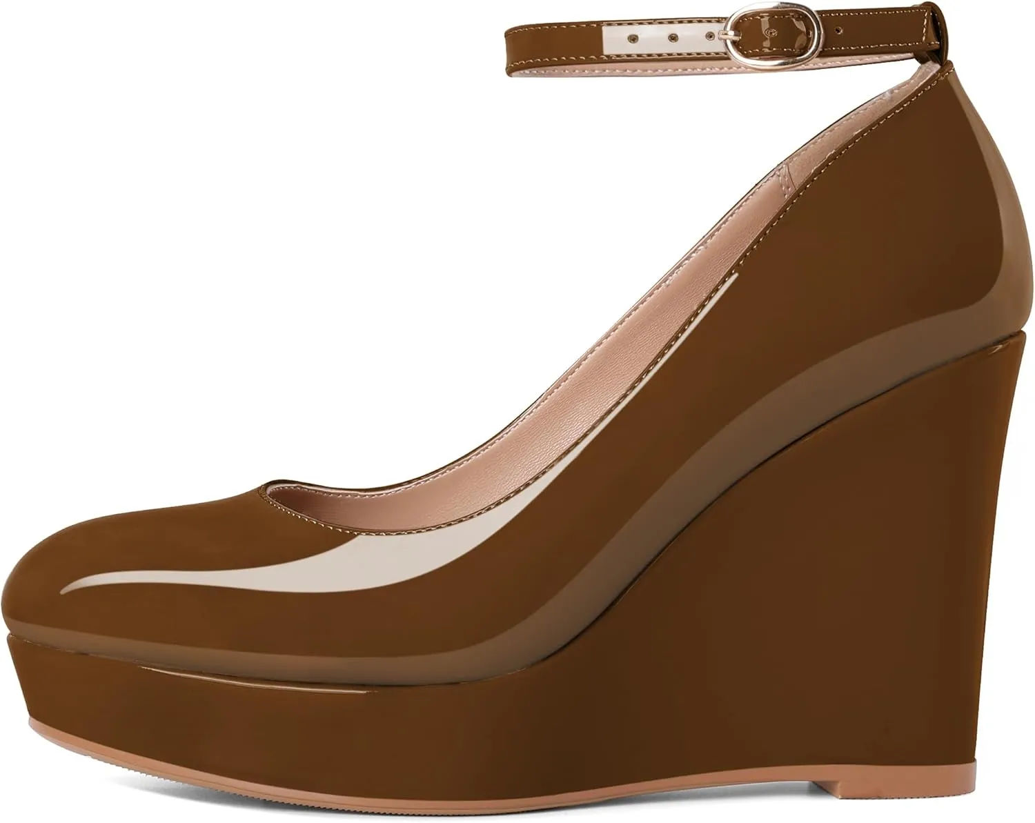 Eldof Wedges for Women Closed Toe Ankle Strap Platform High Heel Wedges Pumps 4 Inches
