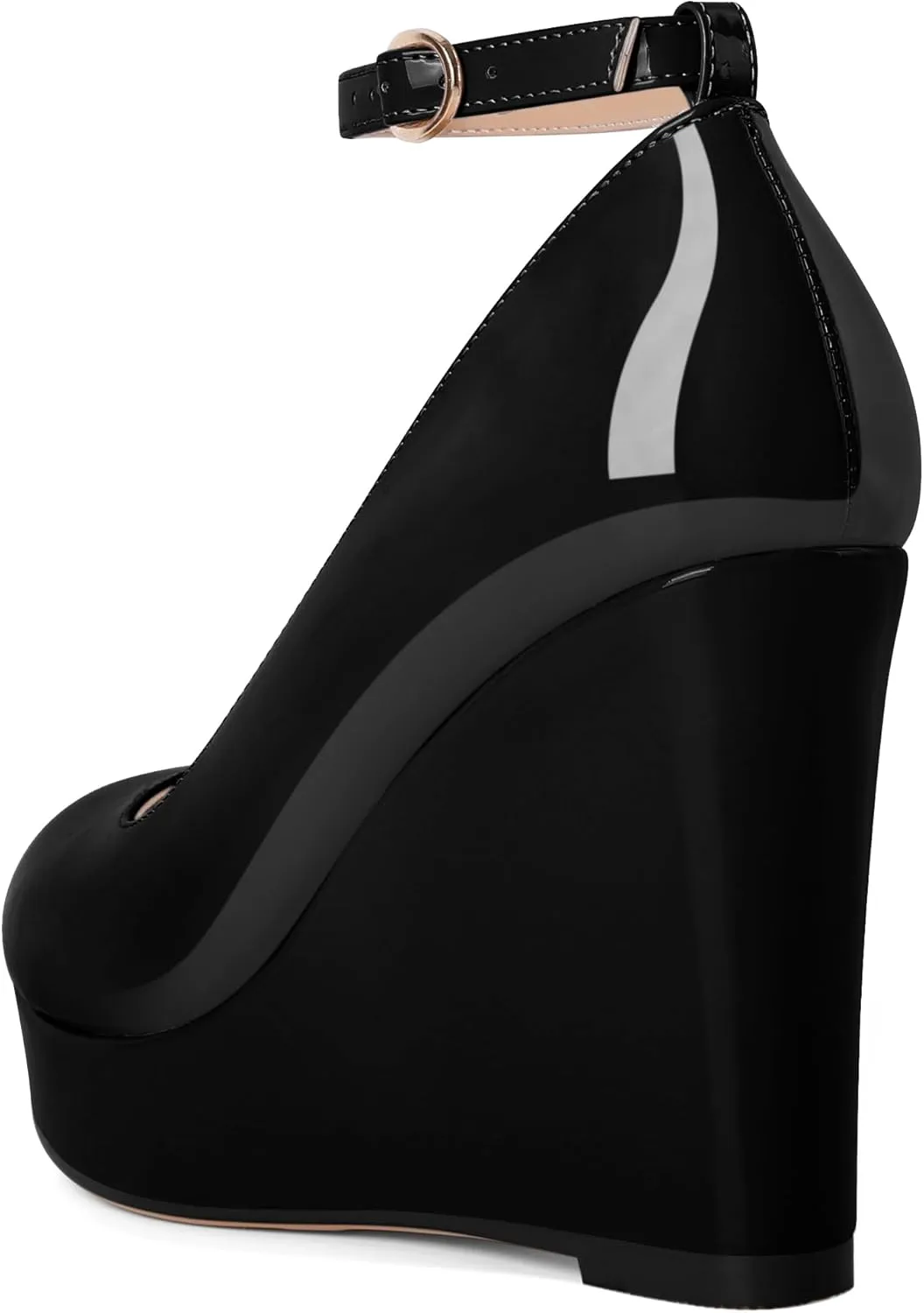 Eldof Wedges for Women Closed Toe Ankle Strap Platform High Heel Wedges Pumps 4 Inches