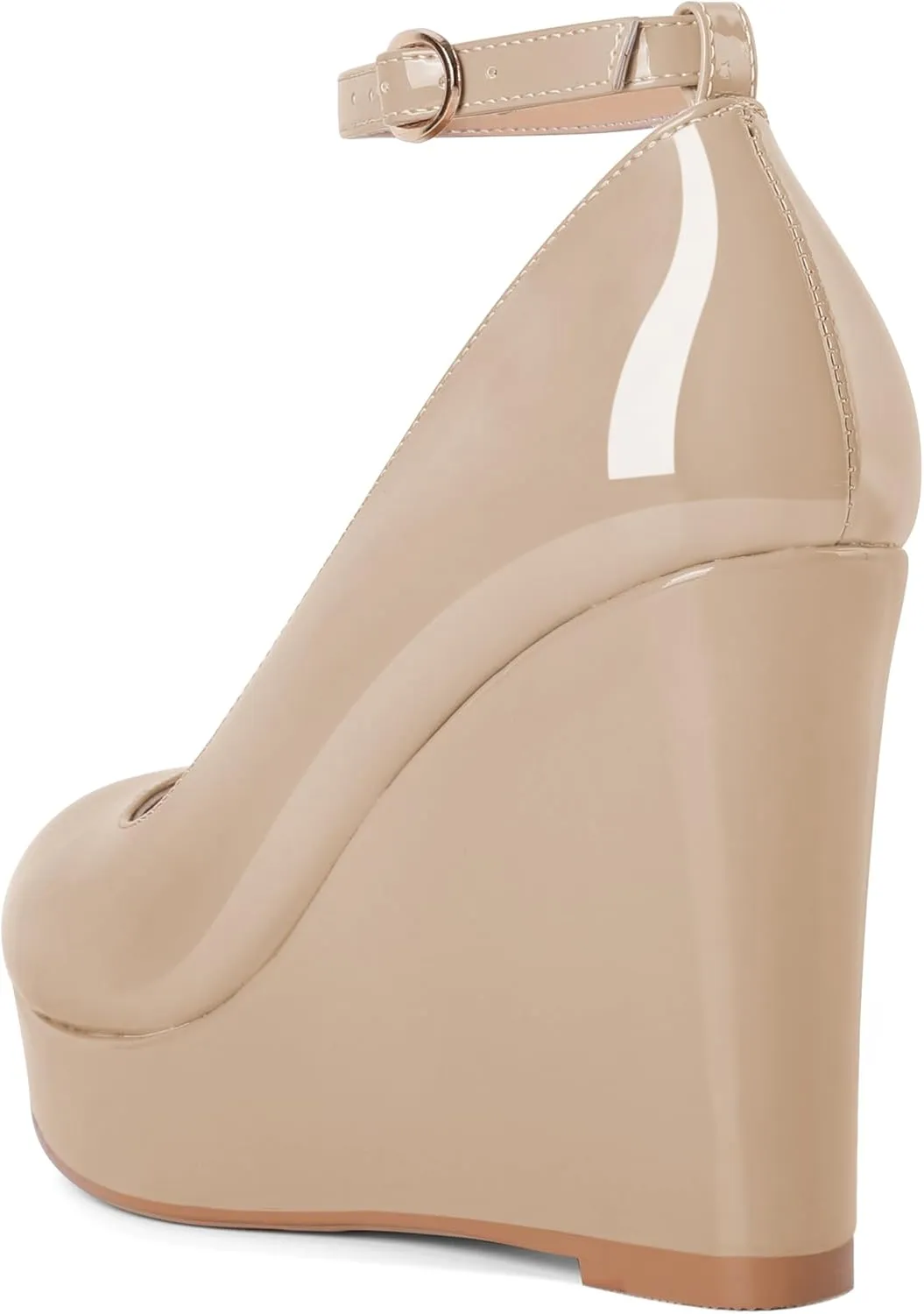 Eldof Wedges for Women Closed Toe Ankle Strap Platform High Heel Wedges Pumps 4 Inches