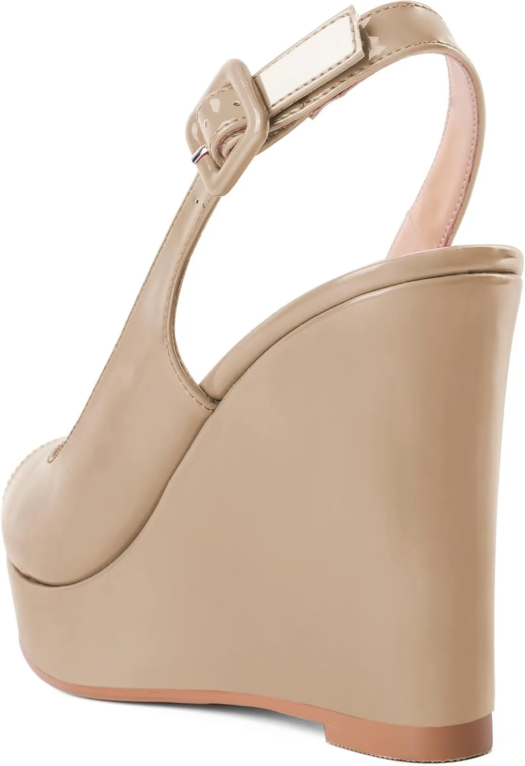 Eldof Women's Peep Toe Wedge Heels Slingback Platform High Pumps Party Dress Casual Sandals 4 Inches
